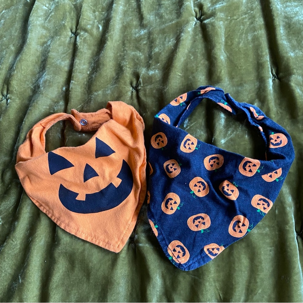 Orange & Black Pumpkin Halloween Scarf Bibs